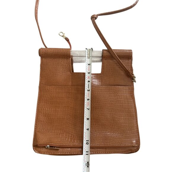 BEIS Cognac Croc Embossed Crossbody Bag Satchel - Picture 8 of 8